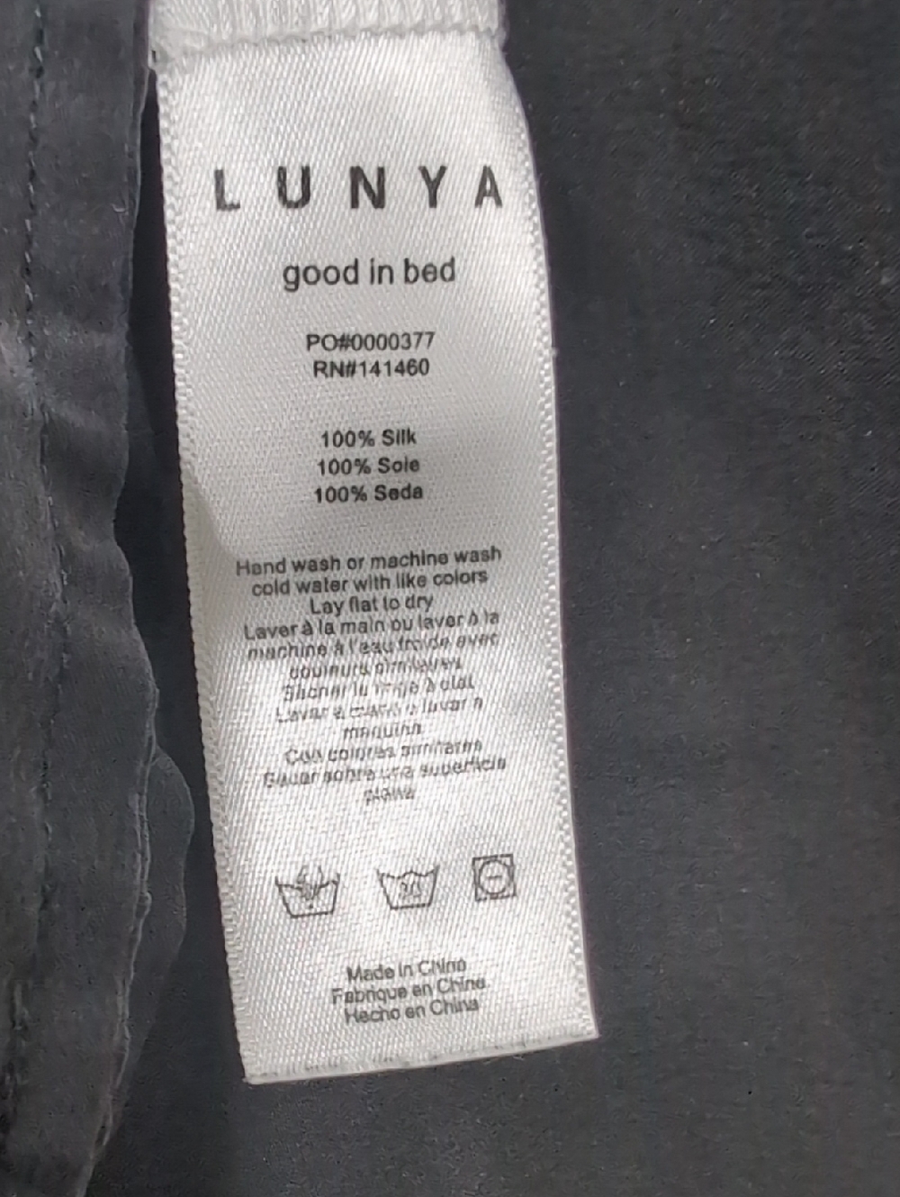 Lunya Washable Silk Robe Immersed Black XS/S - Picture 8 of 8